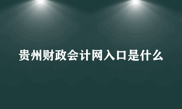 贵州财政会计网入口是什么