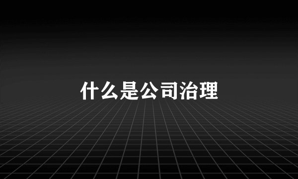 什么是公司治理