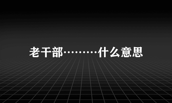 老干部………什么意思