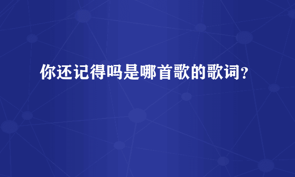 你还记得吗是哪首歌的歌词？