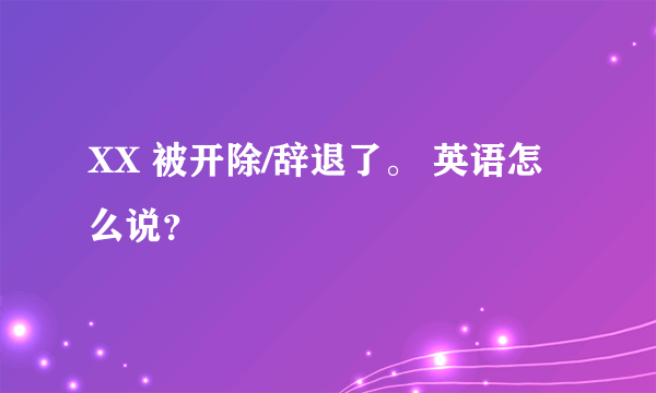 XX 被开除/辞退了。 英语怎么说？