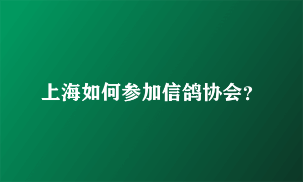 上海如何参加信鸽协会？