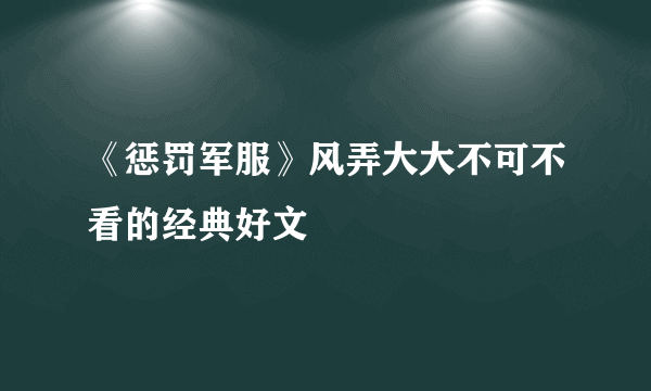 《惩罚军服》风弄大大不可不看的经典好文