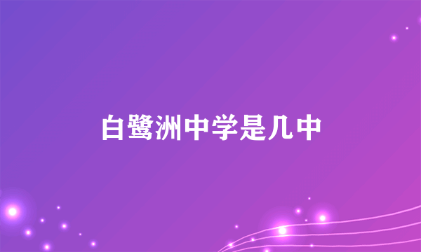 白鹭洲中学是几中