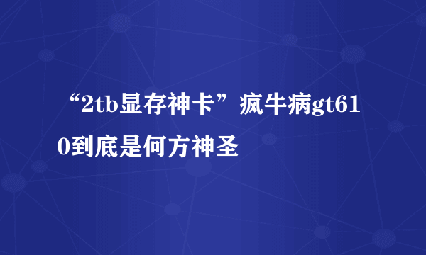 “2tb显存神卡”疯牛病gt610到底是何方神圣