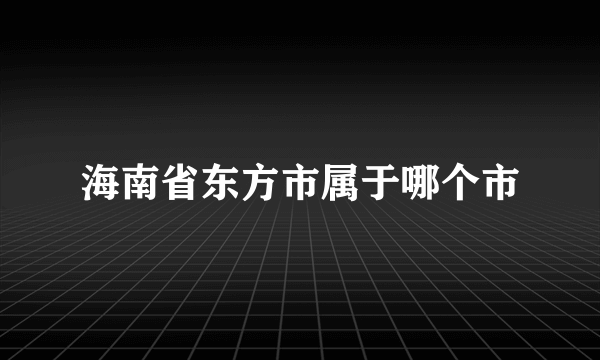 海南省东方市属于哪个市