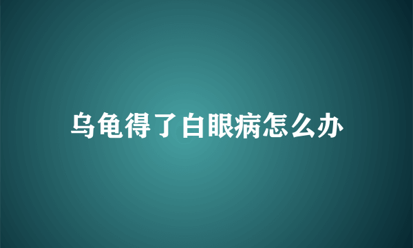 乌龟得了白眼病怎么办