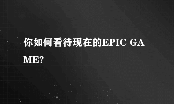 你如何看待现在的EPIC GAME?