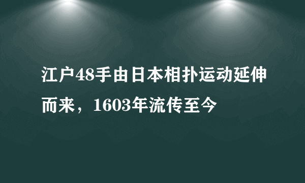 江户48手由日本相扑运动延伸而来，1603年流传至今 