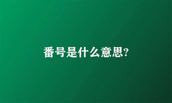 番号是什么意思?