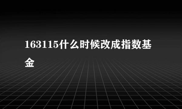 163115什么时候改成指数基金