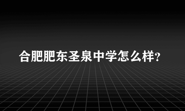 合肥肥东圣泉中学怎么样？