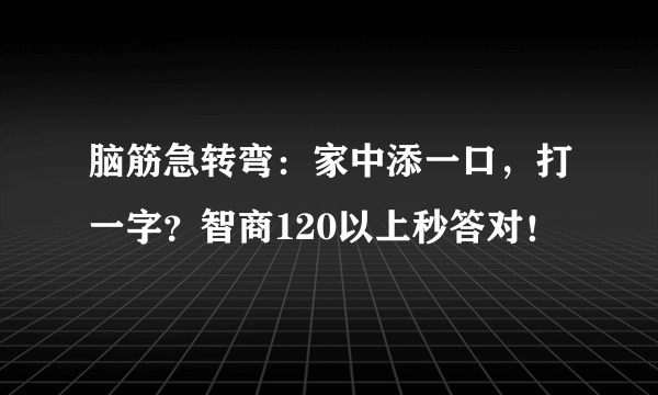 脑筋急转弯：家中添一口，打一字？智商120以上秒答对！