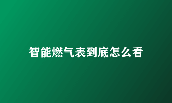 智能燃气表到底怎么看