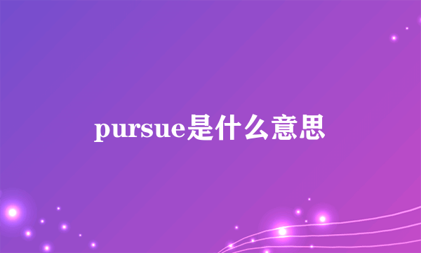 pursue是什么意思