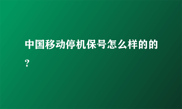 中国移动停机保号怎么样的的？