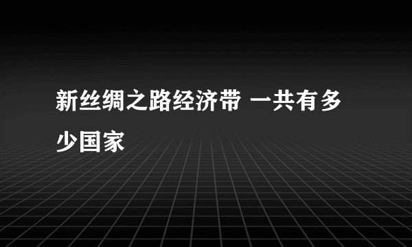 新丝绸之路经济带 一共有多少国家