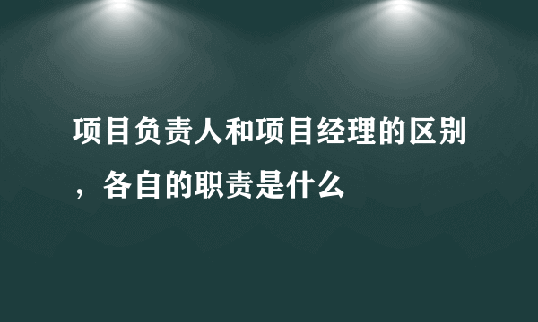 项目负责人和项目经理的区别，各自的职责是什么