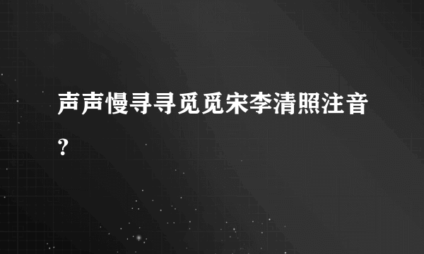 声声慢寻寻觅觅宋李清照注音？