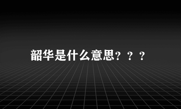 韶华是什么意思？？？