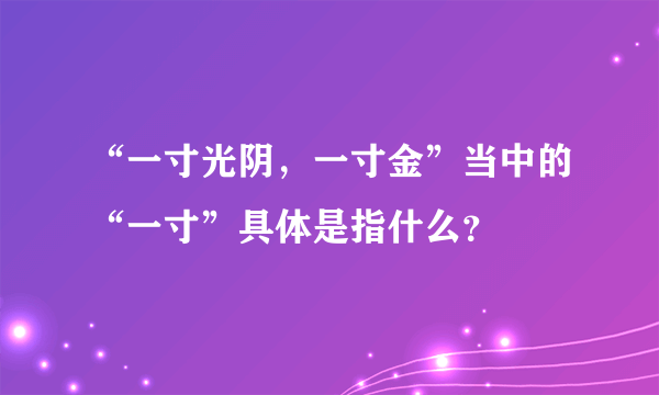 “一寸光阴，一寸金”当中的“一寸”具体是指什么？