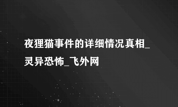 夜狸猫事件的详细情况真相_灵异恐怖_飞外网