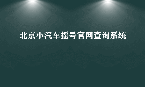 北京小汽车摇号官网查询系统