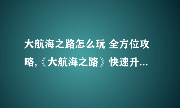 大航海之路怎么玩 全方位攻略,《大航海之路》快速升级攻略拿走不谢