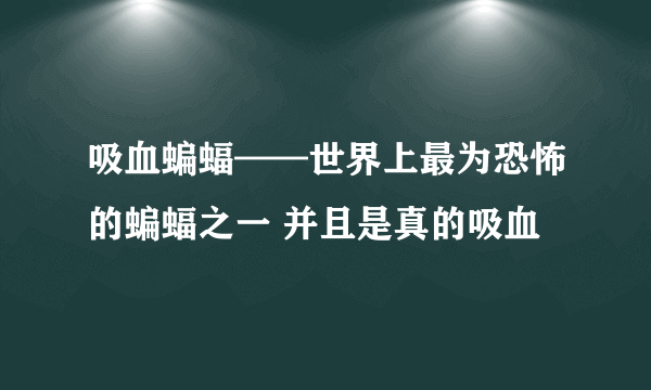 吸血蝙蝠——世界上最为恐怖的蝙蝠之一 并且是真的吸血