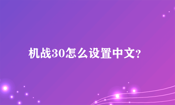 机战30怎么设置中文？