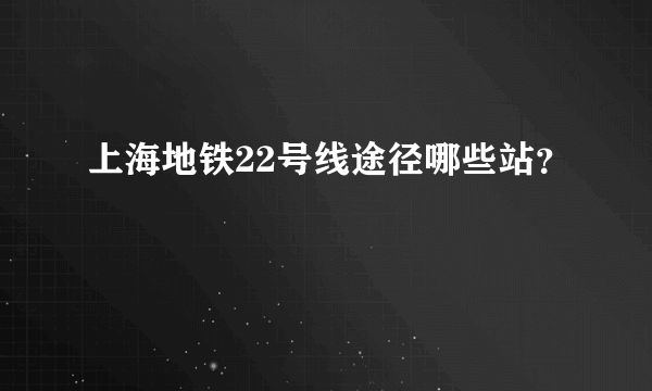 上海地铁22号线途径哪些站？