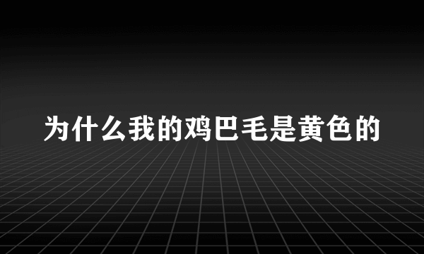 为什么我的鸡巴毛是黄色的