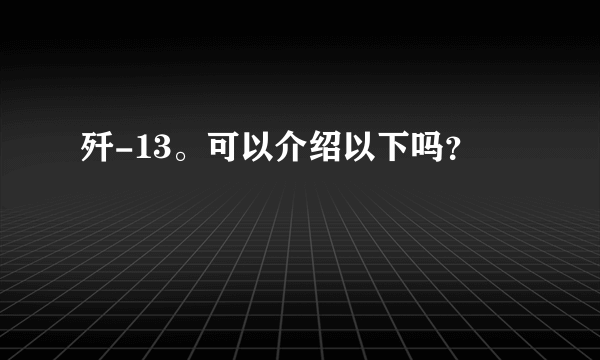 歼-13。可以介绍以下吗？