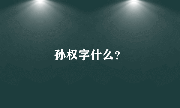 孙权字什么？