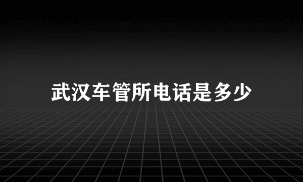 武汉车管所电话是多少