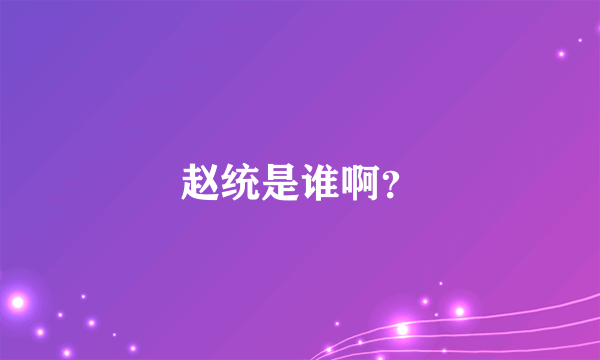 赵统是谁啊？