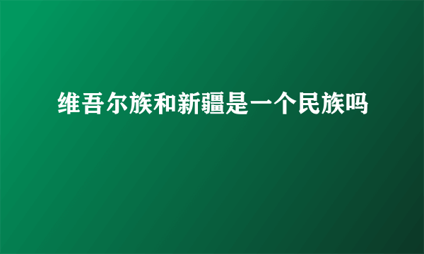 维吾尔族和新疆是一个民族吗