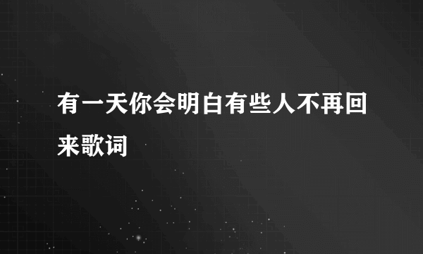 有一天你会明白有些人不再回来歌词