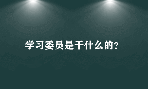 学习委员是干什么的？