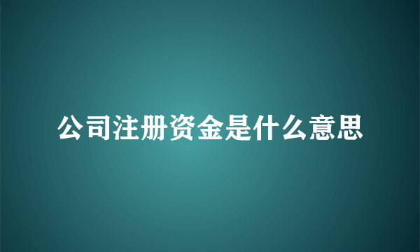 公司注册资金是什么意思