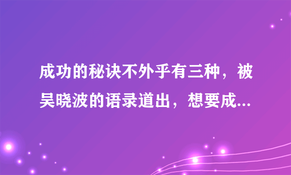 成功的秘诀不外乎有三种，被吴晓波的语录道出，想要成功的人必看