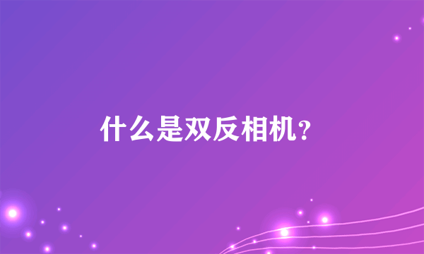 什么是双反相机？