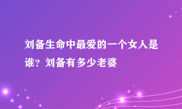 刘备生命中最爱的一个女人是谁？刘备有多少老婆