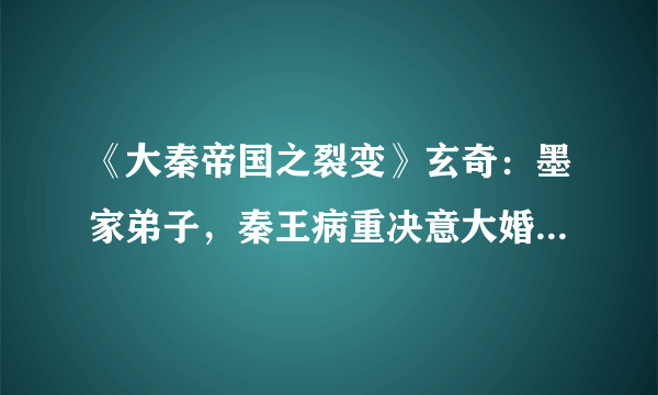 《大秦帝国之裂变》玄奇：墨家弟子，秦王病重决意大婚的情意女子