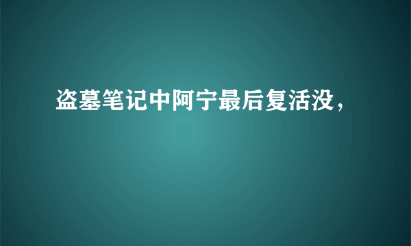 盗墓笔记中阿宁最后复活没，