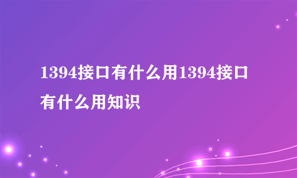 1394接口有什么用1394接口有什么用知识