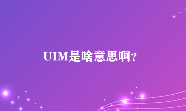 UIM是啥意思啊？