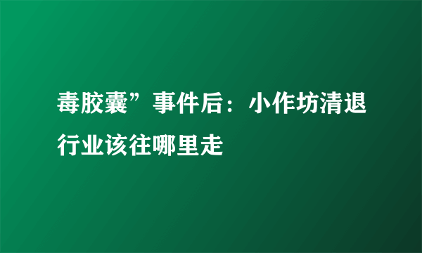 毒胶囊”事件后：小作坊清退行业该往哪里走