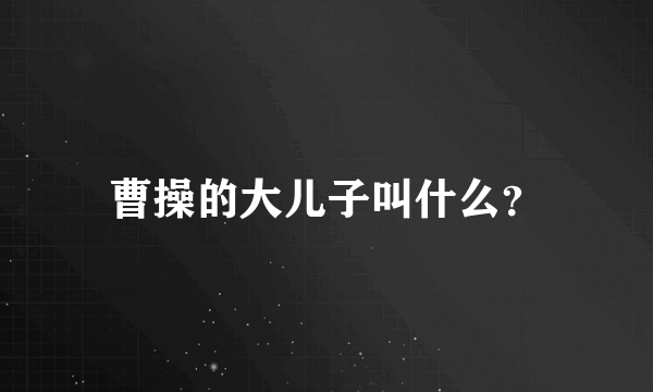 曹操的大儿子叫什么？