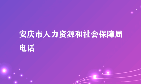 安庆市人力资源和社会保障局电话